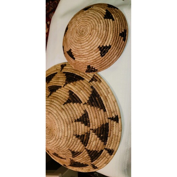 VTG Botswana Coiled Basket Bowl Set 2"Flight of the Swallows" Pattern hand woven - Picture 6 of 16